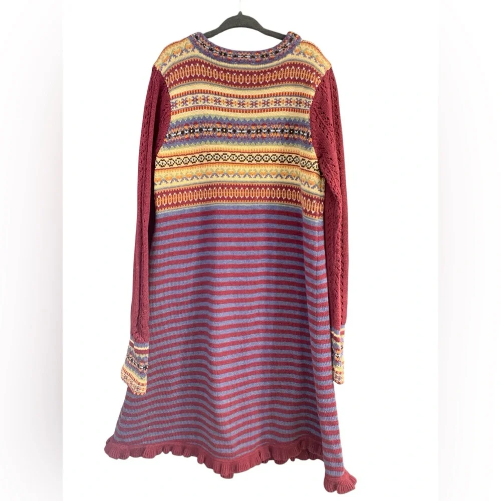 Hanna Anderson Fair Isle Knit Stylish Multicolor Striped Sweater Dress size 130 - Picture 3 of 4